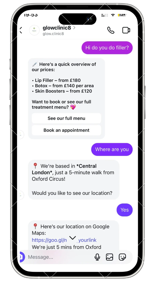 Instagram DM bot mockup